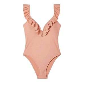 Express Dusty Rose Ruffle One-Piece Swimsuit | Size Small